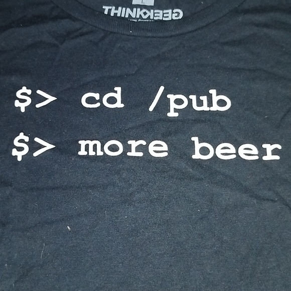 NWOT LG Thinkgeek Linux 'more beer' Tee - Picture 3 of 4
